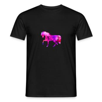 Cheval animaux drôles aquarelle bleu-rose t-shirt Kin - T-shirt homme - noir - Devant - AI Model Male 178 light (178cm)