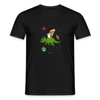 Cadeau de dinosaure de chat à pizza - T-shirt homme - noir - Devant - AI Model Male 178 light (178cm)
