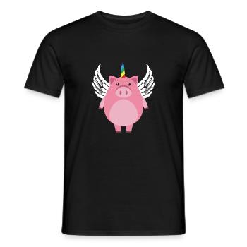 Unipig rose mignon drôle Licorne cochon Tee Shirt cadeau - T-shirt homme - noir - Devant - AI Model Male 178 light (178cm)