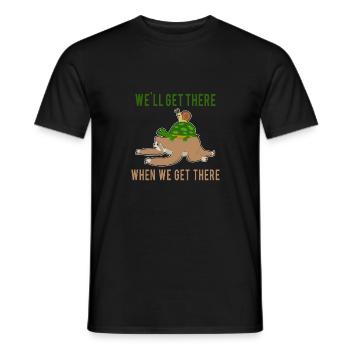 Sloth Running Team - "We'll get there" - Men's T-Shirt - black - Front - AI Model Male 178 light (178cm)