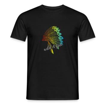 Wild und Frei Wild & Free Ureinwohner Indianer - Männer T-Shirt - Schwarz - Vorne - AI Model Male 178 light (178cm)