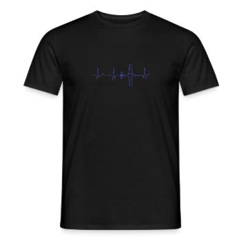 Flugzeug EKG Herzschlag - Männer T-Shirt - Schwarz - Vorne - AI Model Male 178 light (178cm)