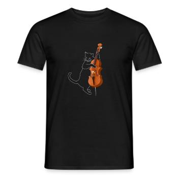 Cadeau d'instrument de contrebasse de chat - T-shirt homme - noir - Devant - AI Model Male 178 light (178cm)