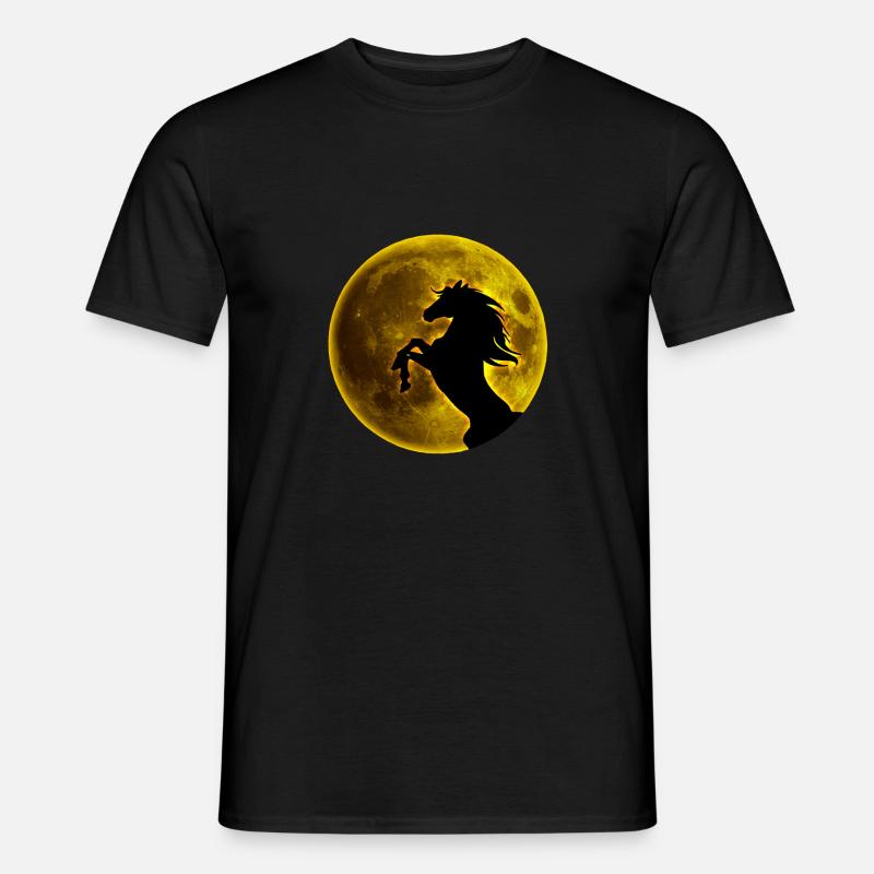 Vollmond Pferd - Männer T-Shirt - Schwarz