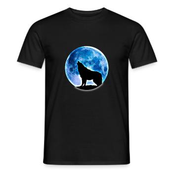 Wolf Vollmond - Männer T-Shirt - Schwarz - Vorne - AI Model Male 178 light (178cm)