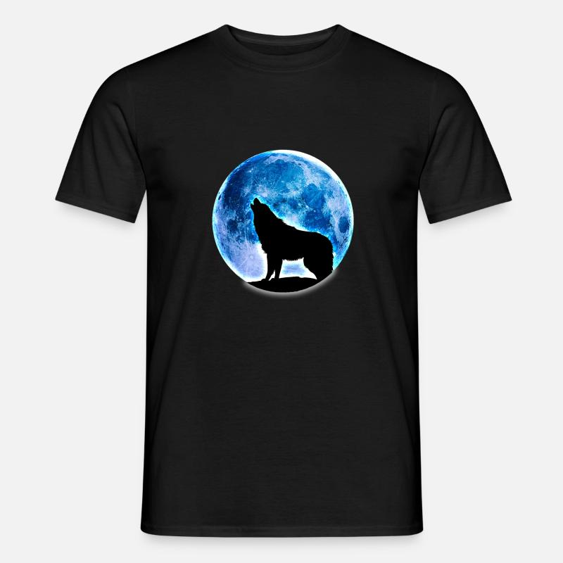 Wolf full moon - Men's T-Shirt - black