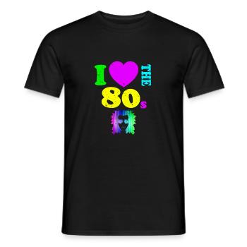 J'aime les années 80 T-Shirt Neon Punk Rocker incandescent - T-shirt homme - noir - Devant - AI Model Male 178 light (178cm)