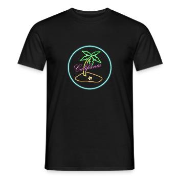 California Palm Tree Lumineux effet néon incandescent - T-shirt homme - noir - Devant - AI Model Male 178 light (178cm)