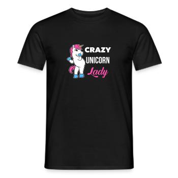 Crazy Unicorn Lady T-Shirt Funny Magical Unicorn - Männer T-Shirt - Schwarz - Vorne - AI Model Male 178 light (178cm)
