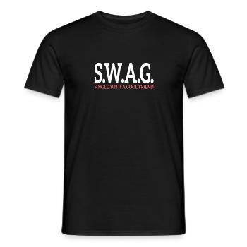 Swag - Single mit guten Freunden - Männer T-Shirt - Schwarz - Vorne - AI Model Male 178 light (178cm)