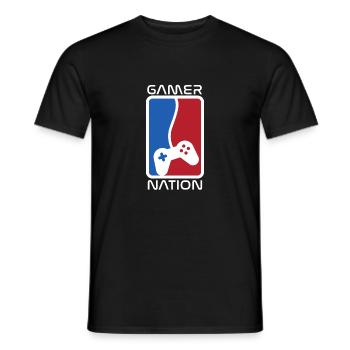 Gamer Nation - funny gaming motif gift - Men's T-Shirt - black - Front - AI Model Male 178 light (178cm)