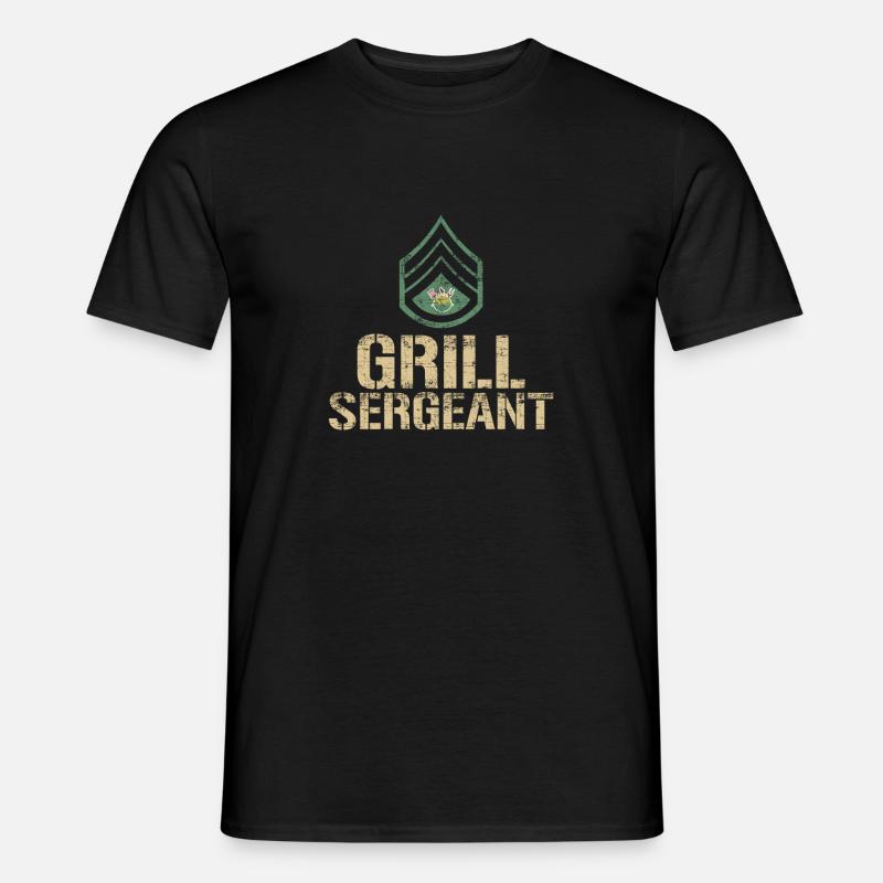 Lustiger Grill-Sergeant Grill Barbeque - Männer T-Shirt - Schwarz
