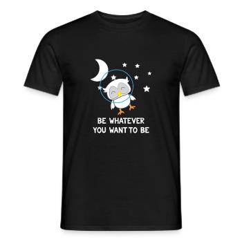 Eule - Uhu - Kauz - Eulen T-Shirt - Be Yourself - Männer T-Shirt - Schwarz - Vorne - AI Model Male 178 light (178cm)