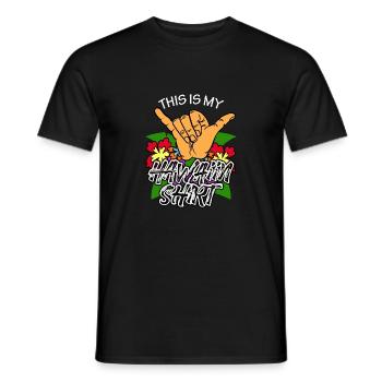 This Is My Hawaiian Shirt Aloha Luau Tropical - Men's T-Shirt - black - Front - AI Model Male 178 light (178cm)