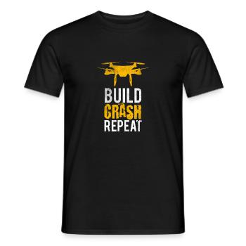 Build Crash Repeat Drohne Shirt Geschenk Drohnen - Männer T-Shirt - Schwarz - Vorne - AI Model Male 178 light (178cm)
