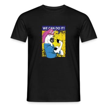 We can do it Unicorn Unicorn Women's Power Girlpower - Men's T-Shirt - black - Front - AI Model Male 178 light (178cm)