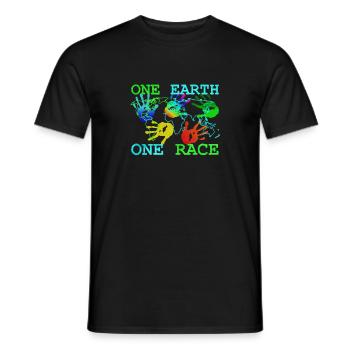 Anti Racism T-Shirt - One Earth One - Men's T-Shirt - black - Front - AI Model Male 178 light (178cm)