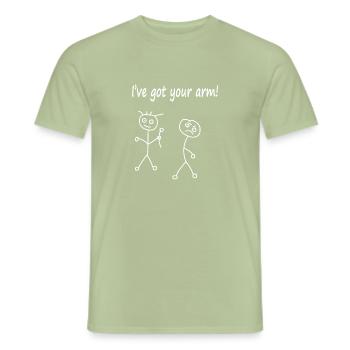 Strichmännchen ich habe deinen Arm Cartoon Comic - Männer T-Shirt - Sage - Vorne - AI Model Male 178 light (178cm)