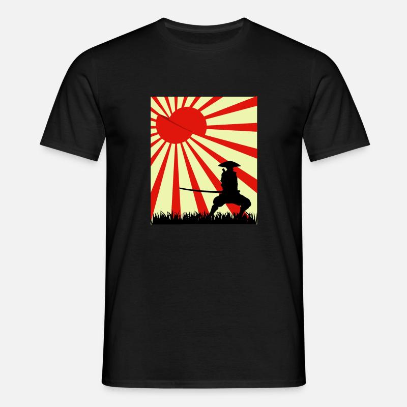 Mond Scheibe Samurai - Männer T-Shirt - Schwarz