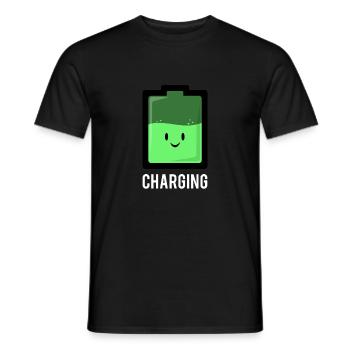 Batterie de recharge batterie verte mignonne Cartoon - T-shirt homme - noir - Devant - AI Model Male 178 light (178cm)