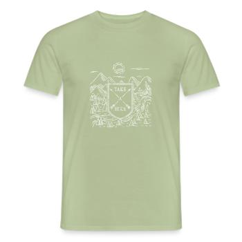 Take A Hike Wanderer Shirt Hiking Dolomites - Men's T-Shirt - sage - Front - AI Model Male 178 light (178cm)