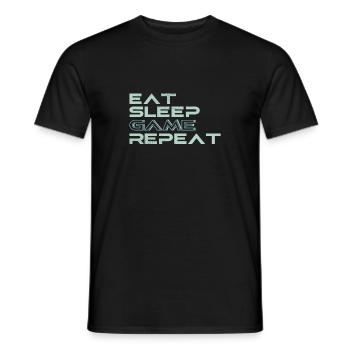Eat Sleep Game Repeat Geschenk Gamer - Männer T-Shirt - Schwarz - Vorne - AI Model Male 178 light (178cm)