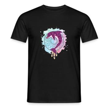 Dream catcher dolphin - Men's T-Shirt - black - Front - AI Model Male 178 light (178cm)