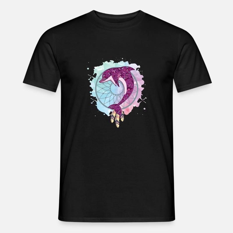 Traumfänger Delfin - Männer T-Shirt - Schwarz