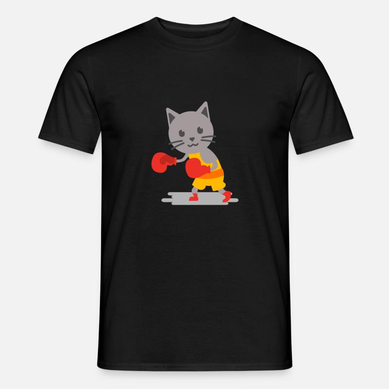 Boxende Katze - Männer T-Shirt - Schwarz