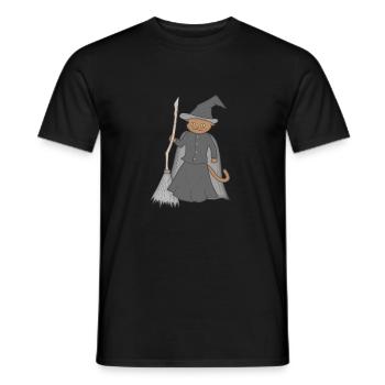 Katze als Hexe Karneval Halloween - Männer T-Shirt - Schwarz - Vorne - AI Model Male 178 light (178cm)