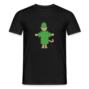 Cat cactus halloween - Men's T-Shirt - black - Front - AI Model Male 178 light (178cm)