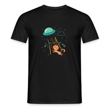 Ufo alien cat abduction - Men's T-Shirt - black - Front - AI Model Male 178 light (178cm)