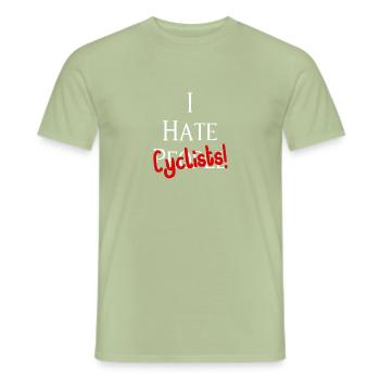 I hate cyclists! I hate cyclists! - Men's T-Shirt - sage - Front - AI Model Male 178 light (178cm)