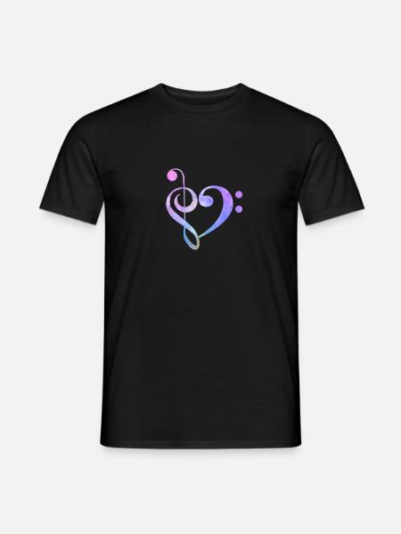 Music heart watercolor gift - Men's T-Shirt - black