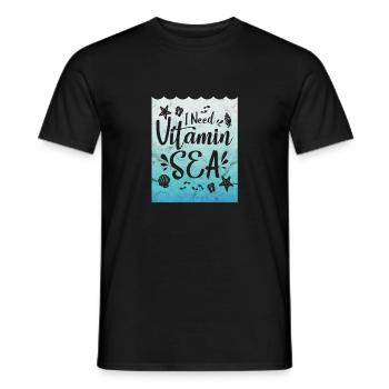 Jeu de mots cadeaux disant vacances Vitamines Sea Party - T-shirt homme - noir - Devant - AI Model Male 178 light (178cm)