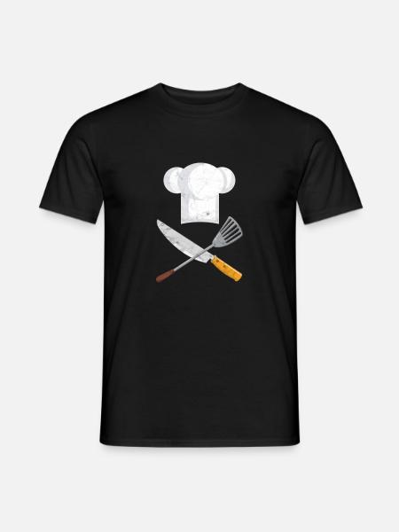 Koch Geschenk Chef Kochmütze Messer Bratpfanne - Männer T-Shirt - Schwarz
