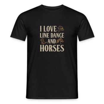 I Love Line Dance And Horses Gift Idea - Men's T-Shirt - black - Front - AI Model Male 178 light (178cm)