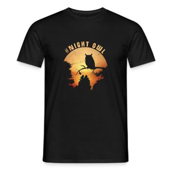 Nachtschwärmer Geschenk Eule Uhu Party nachtaktiv - Männer T-Shirt - Schwarz - Vorne - AI Model Male 178 light (178cm)