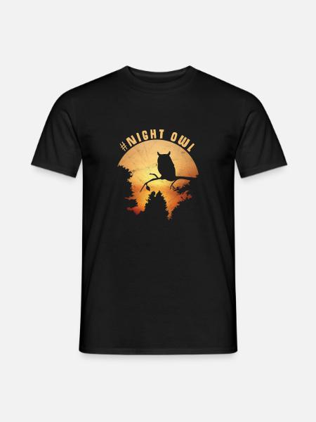 Nachtschwärmer Geschenk Eule Uhu Party nachtaktiv - Männer T-Shirt - Schwarz
