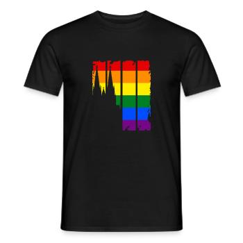 LGBT Gay Pride Love Cologne Cologne Cathedral CSD - Men's T-Shirt - black - Front - AI Model Male 178 light (178cm)