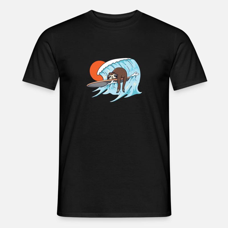 Surfendes Surfer Faultier - Männer T-Shirt - Schwarz