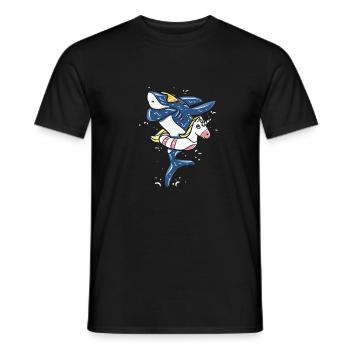 Anniversaire de cadeau de vacances licorne requin tamponner - T-shirt homme - noir - Devant - AI Model Male 178 light (178cm)