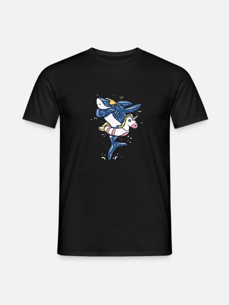 Dabbing tiburón unicornio vacaciones regalo cumpleaños - Camiseta hombre - negro