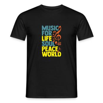 Musik fürs Leben Geschenk Frieden Welt - Männer T-Shirt - Schwarz - Vorne - AI Model Male 178 light (178cm)