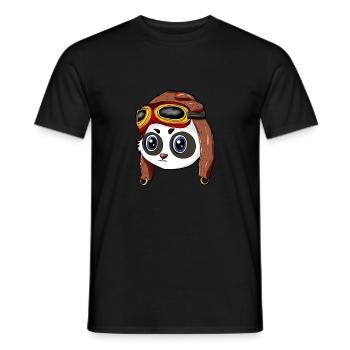 Panda Pilot Aviator Cap - Men's T-Shirt - black - Front - AI Model Male 178 light (178cm)