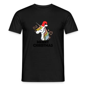 Einhorn Weihnachten Mütze Geschenk - Männer T-Shirt - Schwarz - Vorne - AI Model Male 178 light (178cm)
