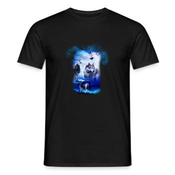 Fantasy Wolf Wolves - Men's T-Shirt - black - Front - AI Model Male 178 light (178cm)