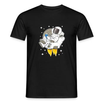 Astronaute, espace, espace, lecture, livre - T-shirt homme - noir - Devant - AI Model Male 178 light (178cm)