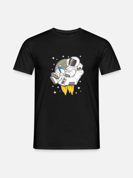 Astronaut Sterne Weltall Weltraum Buch Lesen - Mænd T-shirt - sort