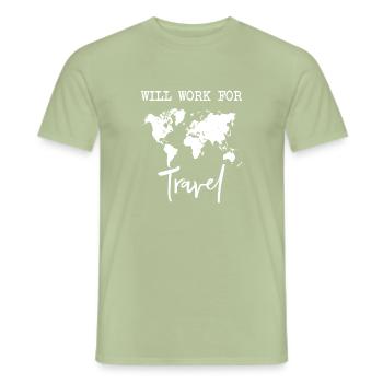 Travaillera pour Voyage - T-shirt homme - vert sauge - Devant - AI Model Male 178 light (178cm)